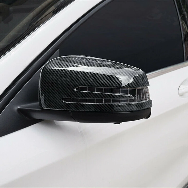 2Pcs Car Carbon Fiber Side Mirror Cover For Mercedes Benz Cla Gla A B Class 2013-18