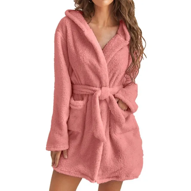 103671-947398.jpg Hiver femmes Robe de bain moelleux en peluche pyjamas dames Sexy à capuche Robe de couleur unie chaud peignoir femme vêtements de détente