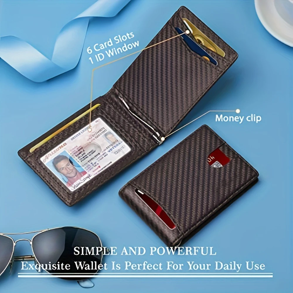 Credit Card Holder 1Pc Wallet Clip Slim Wallet For Men Leather Money Clip Mens Wallets RFID Blocking Front Pocket Bifold