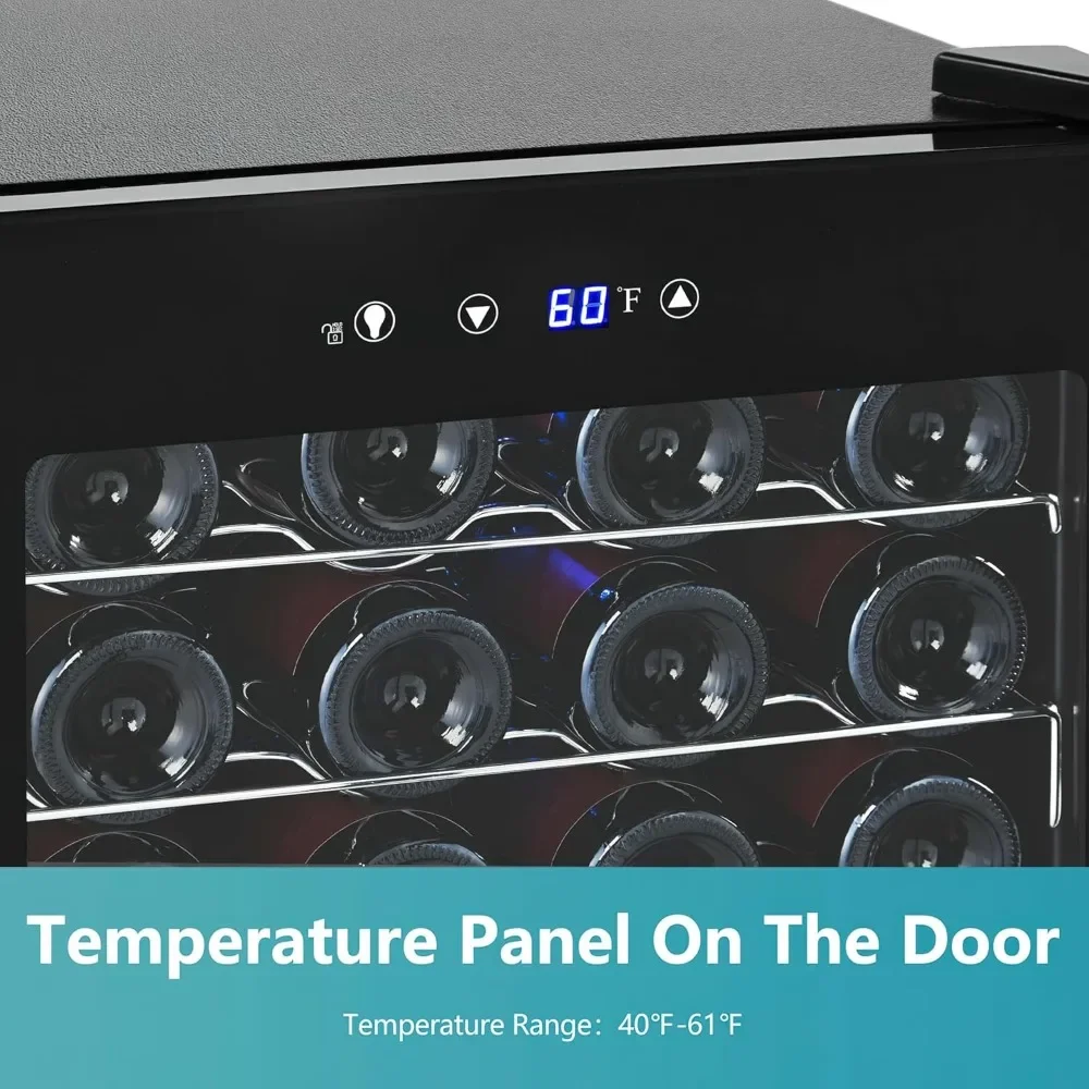 NEW-45 Bottle Wine Cooler Refrigerator, Small Built-in Wine Fridge for Red, White and Champagne, 4.5 Cu.ft Mini Fridge with Adju