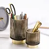 Gold Margin Thickened Glass Storage Bucket, Dark Green Pen Holder, Storage Jar Cup, Makeup Brush Bucket, Tabletop Vase 4