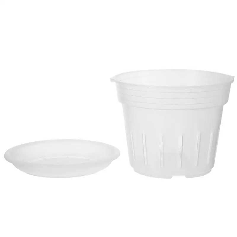 1set Orchid Pots With Holes Ventilate Holes Flowerpot Plastic Planter Plant Pots Clear Flower Pot With Tray