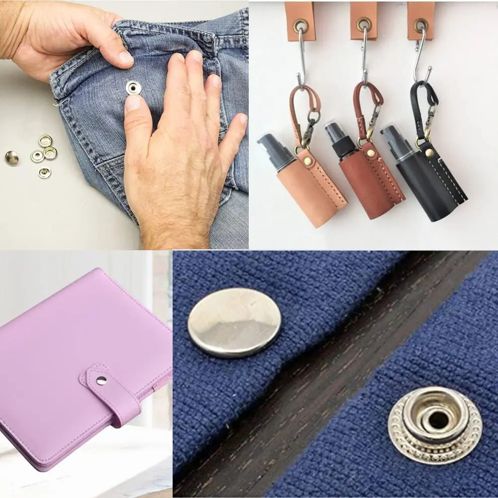 10/20/50sets 15mm Stainless Steel Press Studs Sewing Buttons Press Studs Sewing Leather Craft Clothes Bag Handmade DIY Rustproof 6