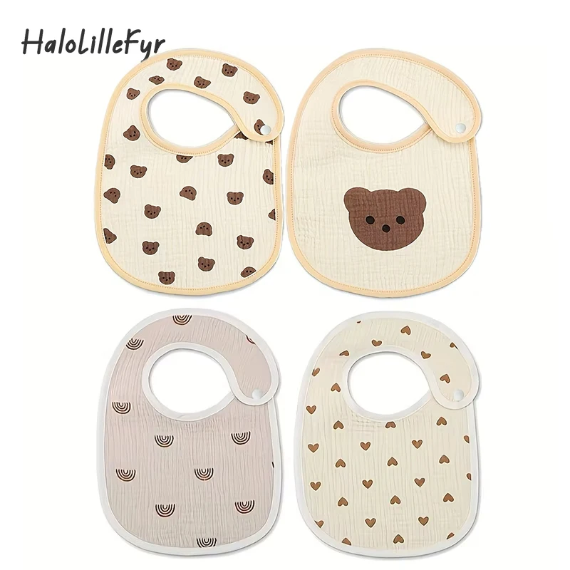 2pcs Newborn Baby Cotton Gauze Bibs Waterproof Infant Boys Girls Burp Cloths Printing Scarf Toddler Saliva Towel Feeding Stuff Baby & Maternity