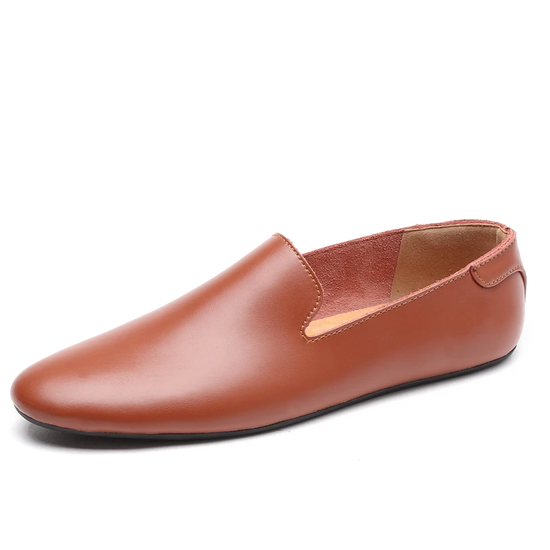 New Fashion Split Leather Man Casual Shoes Flats Shoes Men Comfortable Slip on Loafers Male Outdoor Walking Shoes Driving Shoes 2