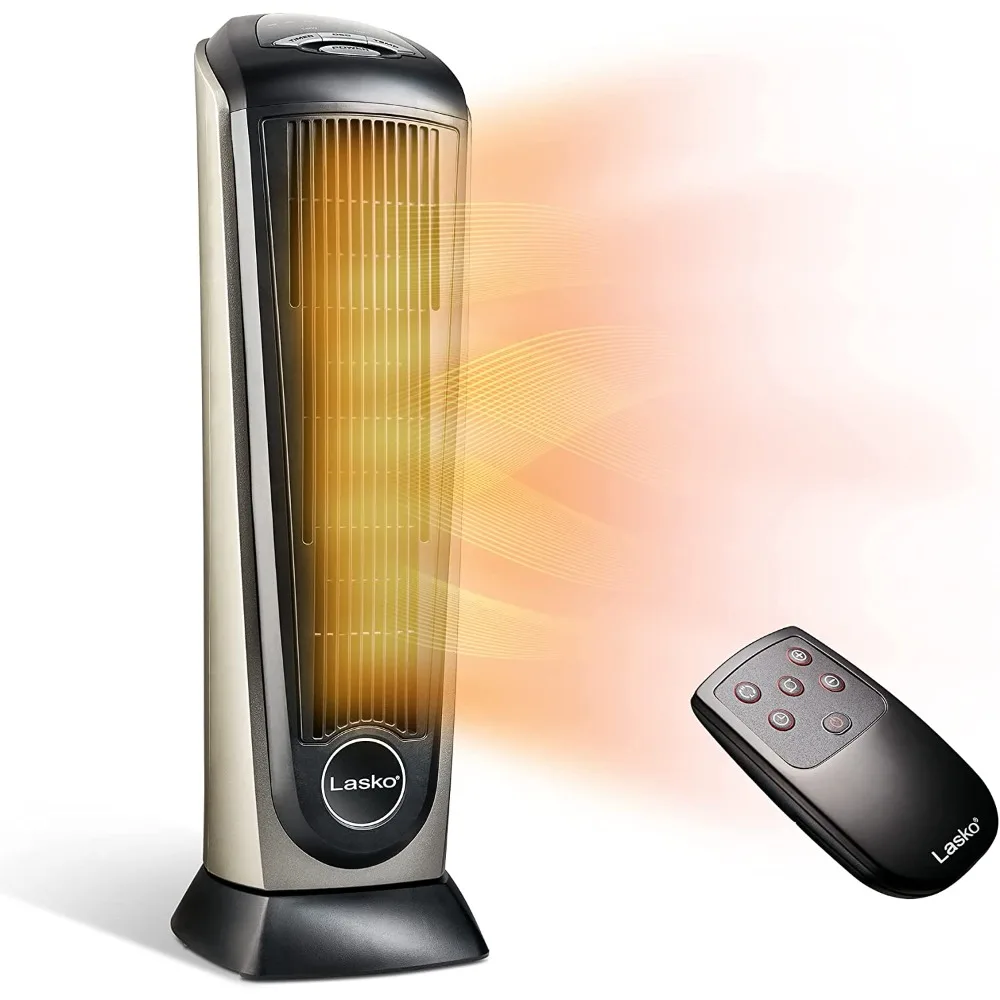 

Oscillating Ceramic Tower Space Heater for Home with Adjustable Thermostat, Timer and Remote Control, 22.5 Inches, 1500W