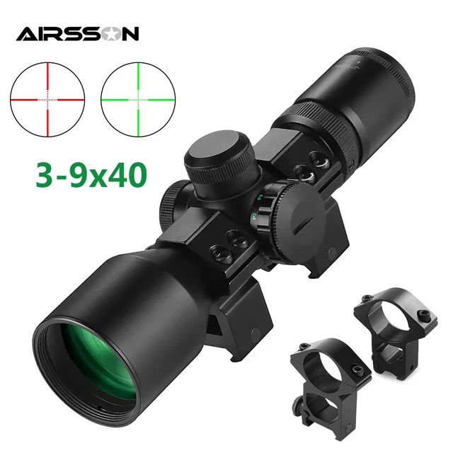 Optique Airsoft de chasse 3-9x40 Lunette de visée laser rouge