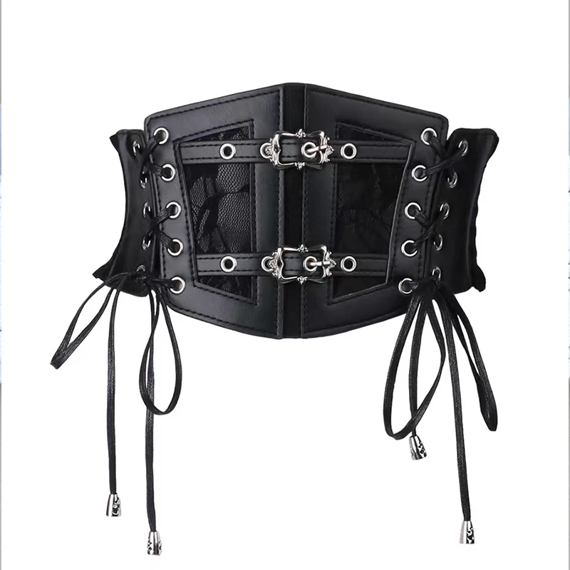 Spitzenträger, Leder-Taillenverschluss, Damenverzierung, formender Körper, Taillenverschluss, schwarzes europäisches und amerikanisches Vintage-Metall b