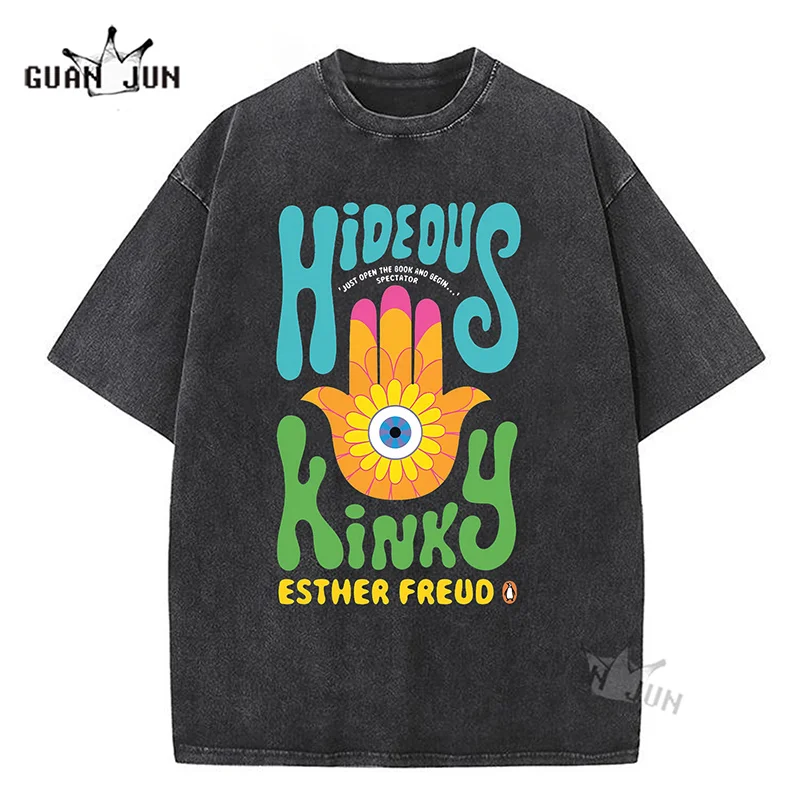 

Washed Oversized T-shirt Men's Graphic T-shirts Aesthetic Gothic Casual Cotton Short Sleeve T Shirts Women Tops Streetwear