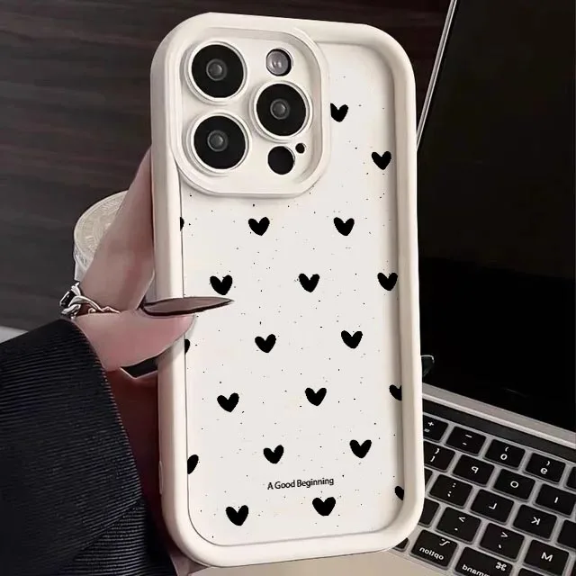 Cute Minimalist Love Heart Matte TPU Phone Case Cover
