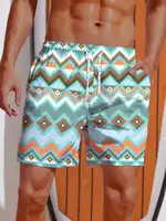 2024 3D Printed Hawaiian Vacation Style Printing Shorts Men's Board Shorts Casual Swim Trunks Drawstring Breathable Short Summer 1