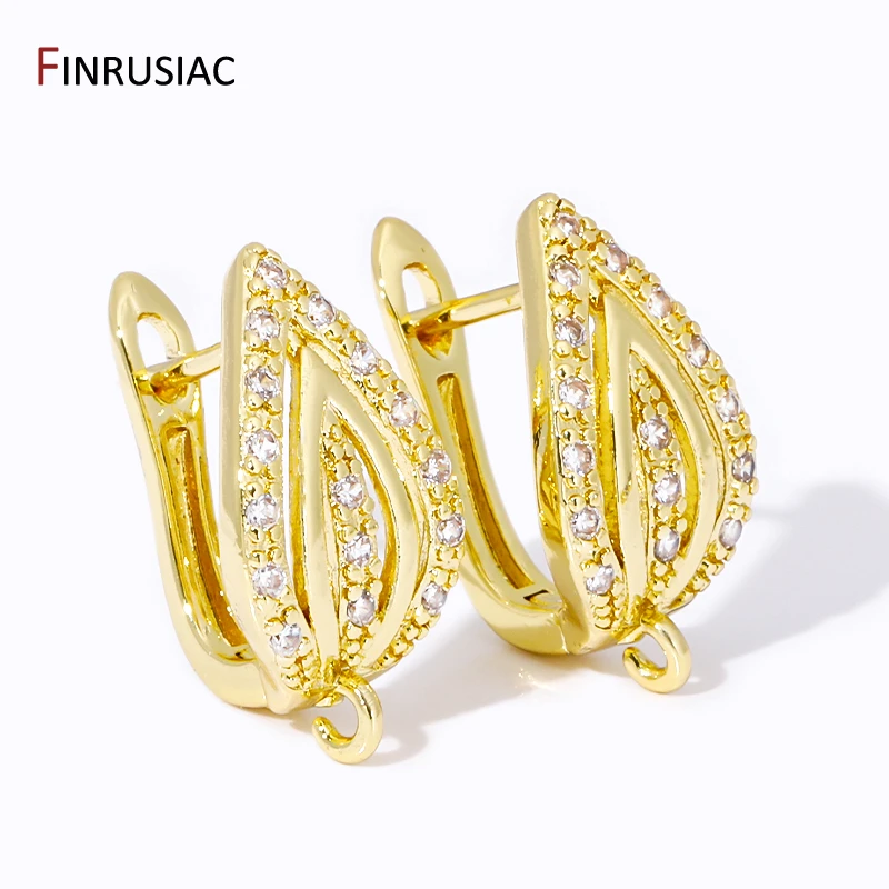 18K Gold Plated Brass Inlaid Zircon Shvenzy Earring Hooks For Jewelry Making Accessories, Earwire Fixtures,DIY Earring Findings 4