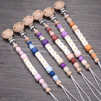 Beech Baby Pacifier Clip Personalized Name Silicone Teether Beads Toddler Nursing Bracelet Toy Baby Pacifier Chain Nipples Chain 2