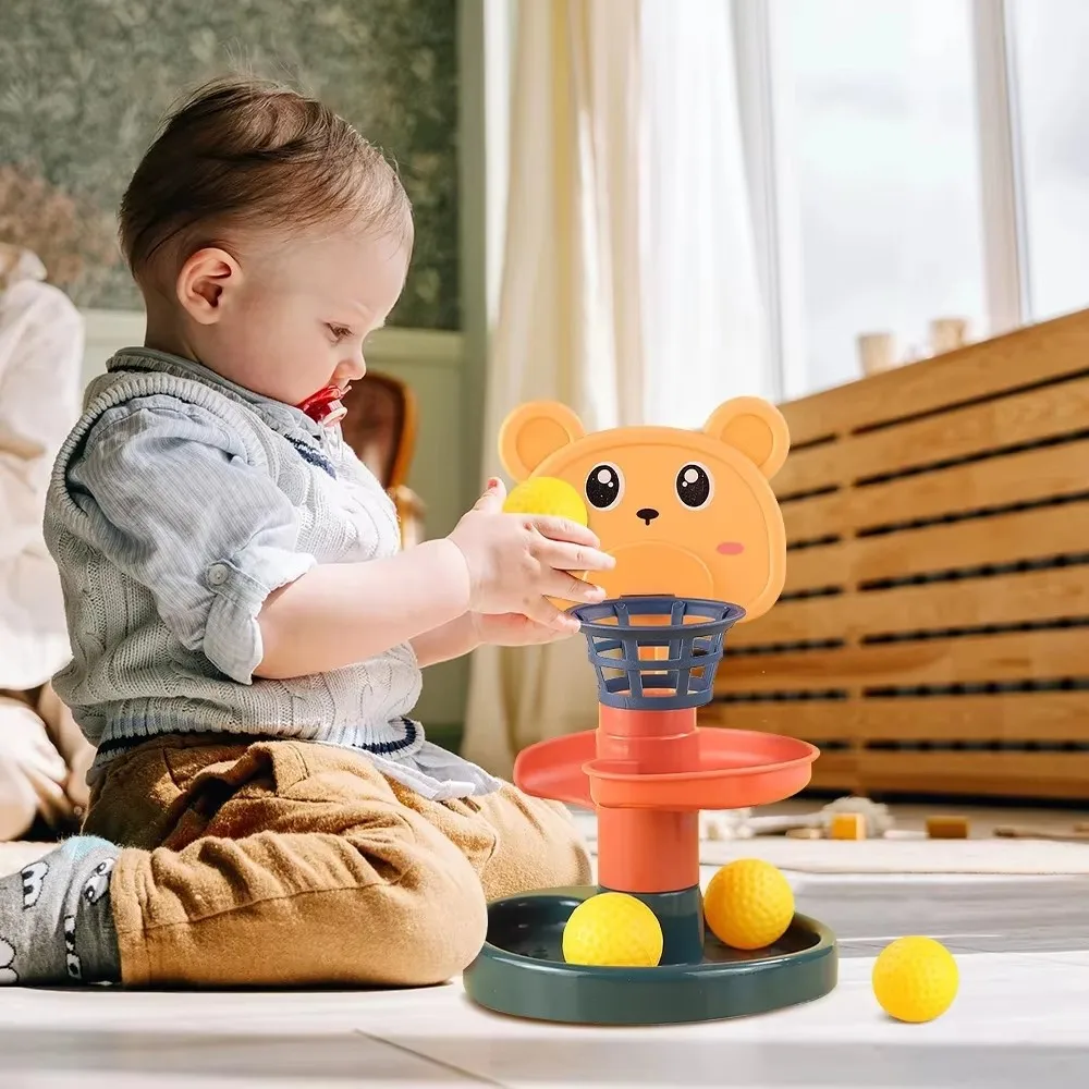 Stacking Toys Kids Ball Drop and Roll Swirling Tower Stacking Toy Set Montessori Educational Baby Toy Rolling Ball Game for Babies 1 2 3 Years