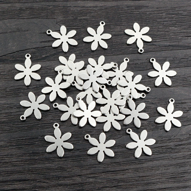 30pcs 12x14mm Kein Verblassen 316 Edelstahl Blume Kleine Charms Anhänger für DIY Halskette Armband Handwerk schmuck, Die Entdeckungen