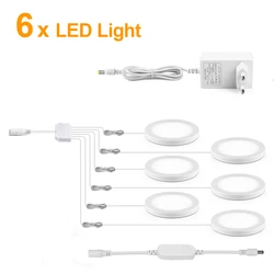 Smart LED Ceiling and Cabinet Light with Tuya App Control - Dimmable, Ultra - Thin, Voice - Activated - Warm White (6Pcs LED Light)