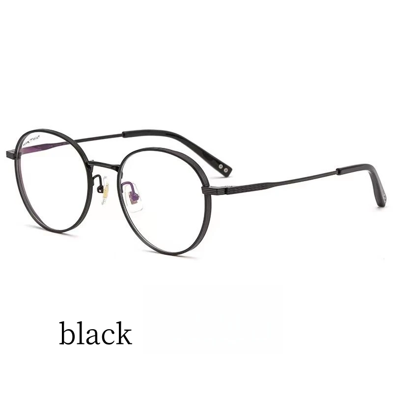 

51mm Ultra-light High Quality Pure Titanium Eyewear Men Retro Round Decorative Optical Prescription Glasses Frame Women 17104(