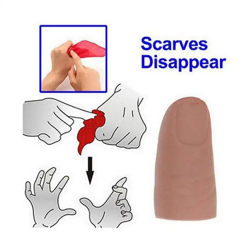 hot sale Fashion Finger Magic Tricks phantasy Props Close Up Vanish Appearing Plastic Finger Thumb Tip Red Silk Clothing