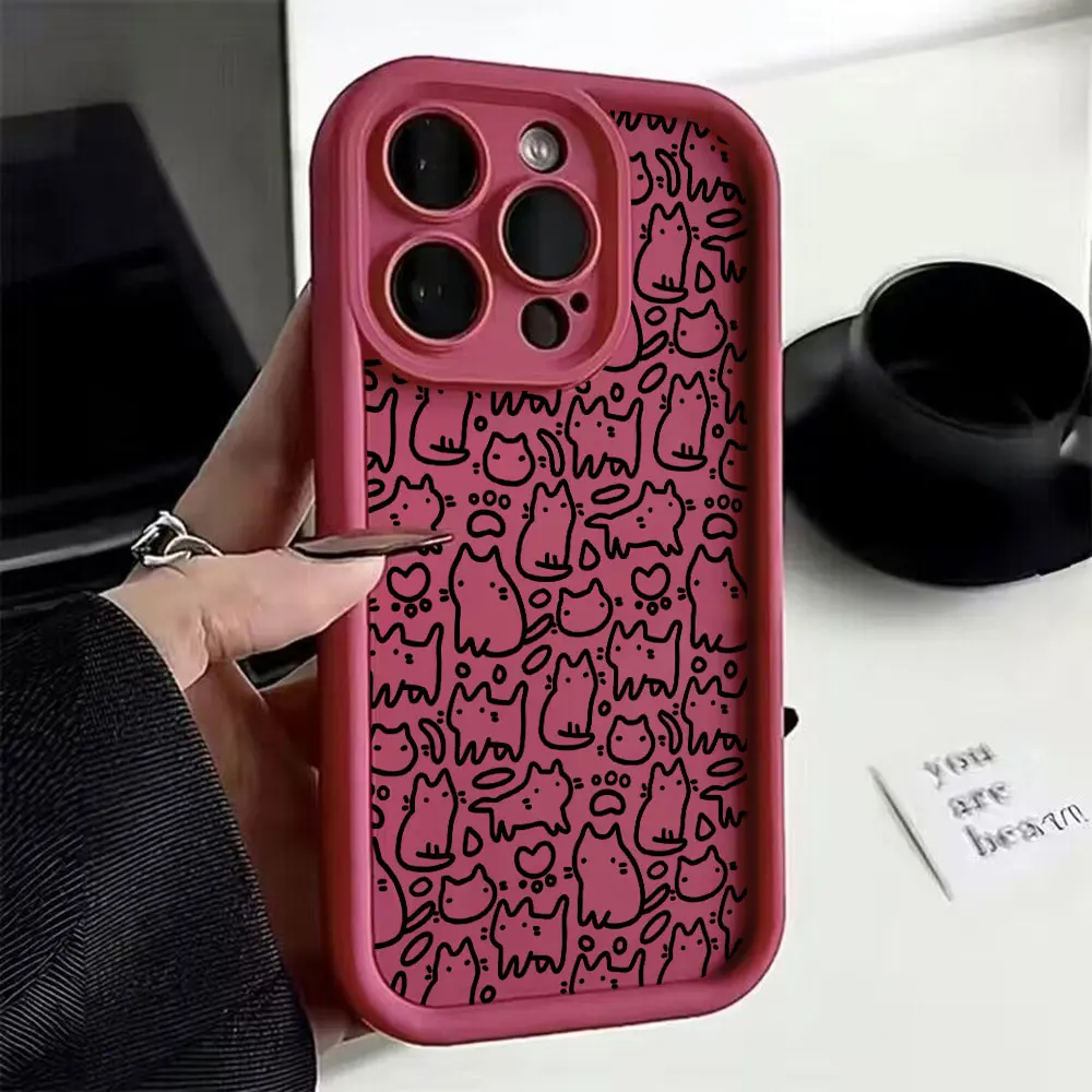 Charming Black Kitten Sketch Cat Phone Case Cover