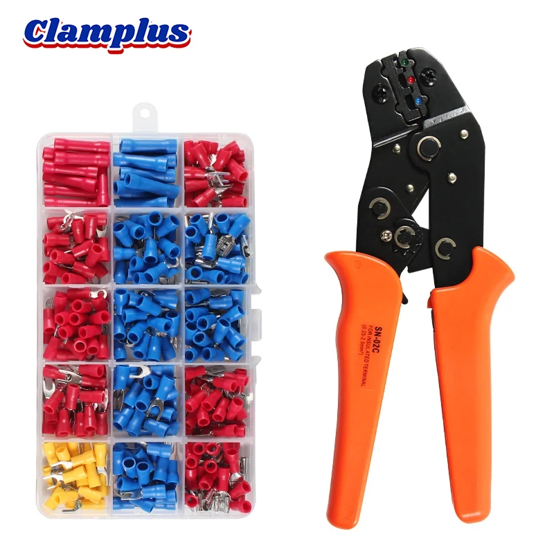 

SN-02c Crimping Pliers Cable Lugs Assortment Kit Insulated Electric Wire Cable Connectors Hand Crimp Tool Terminals Set