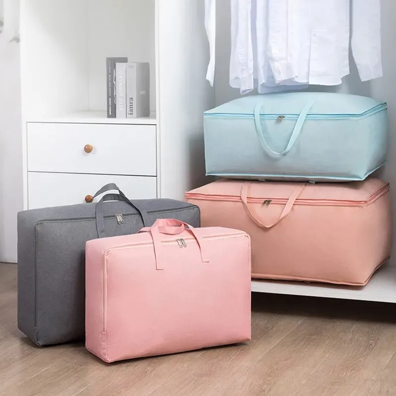 Bedroom Quilt Storage Bag Non-woven Large Capacity Quilt Organizer Storage Sundries Clothes Organizer Moving Luggage Packing Bag 2