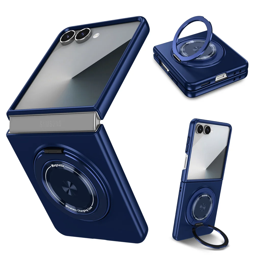 Solid Color Rotating Bracket Magnetic Phone Case with Protective Back Cover