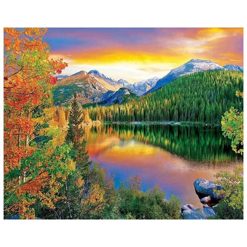 

Quality Round Diamond Full Diamond Diamond Painting Set Living Room Dining Room Decoration Painting Mural Autumn Scenery
