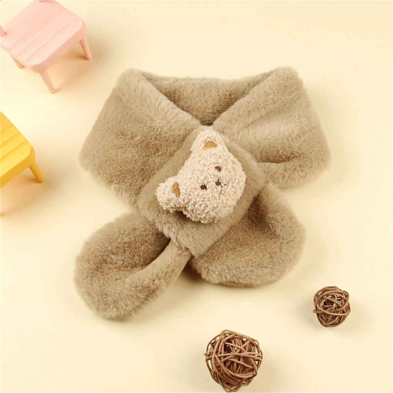 Soft Plush Children Scarf Winter Neck Warmer Cartoon Designs Scarf Fake Rabbit Hair for Boys & Girls Perfect for Winter