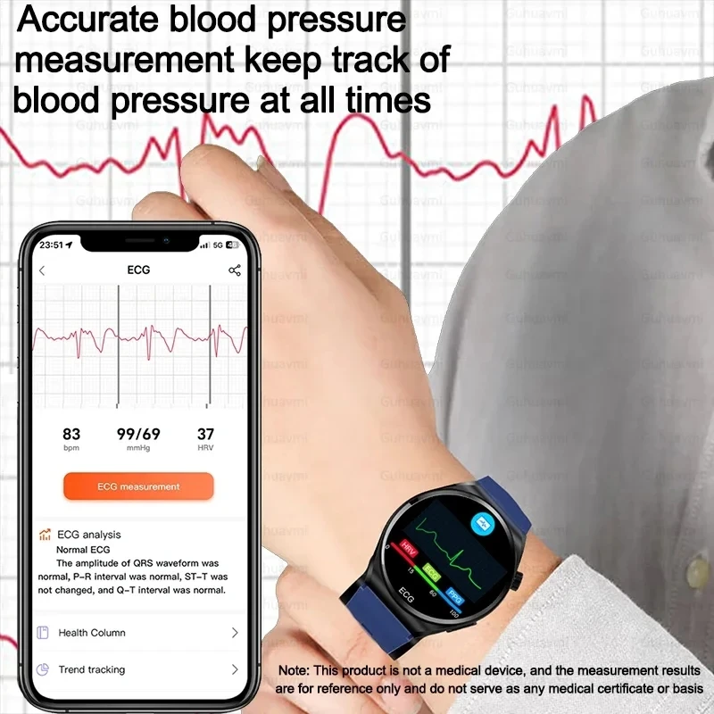 Air pump+air bag type Smart Watch blood pressure ECG+PPG blood sugar blood fat uric acid monitor Health medical grade Smartwatch