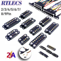 1/3/5 คู่กันน้ํา DC Magnetic Pogo Pin 2 3 4 5 6 7 8 9 เสา 2.54 มม.Pogopin ชายหญิง contact Strip 90 องศา 1