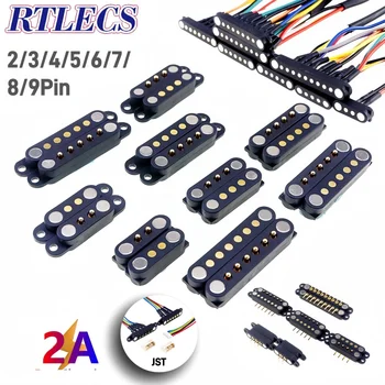 1/3/5 คู่กันน้ํา DC Magnetic Pogo Pin 2 3 4 5 6 7 8 9 เสา 2.54 มม.Pogopin ชายหญิง contact Strip 90 องศา 1