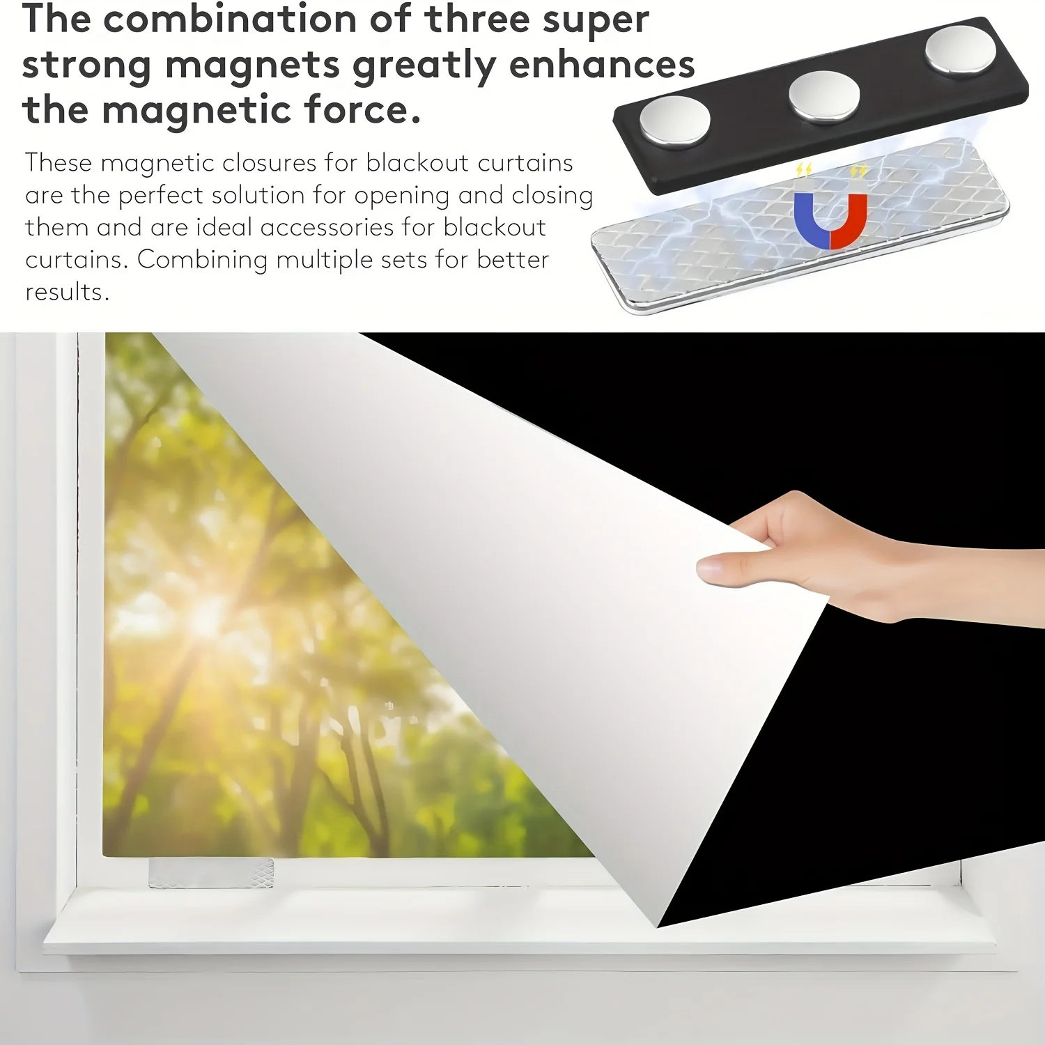 Magnetic Blinds Closure Kit with Self-Adhesive Clips