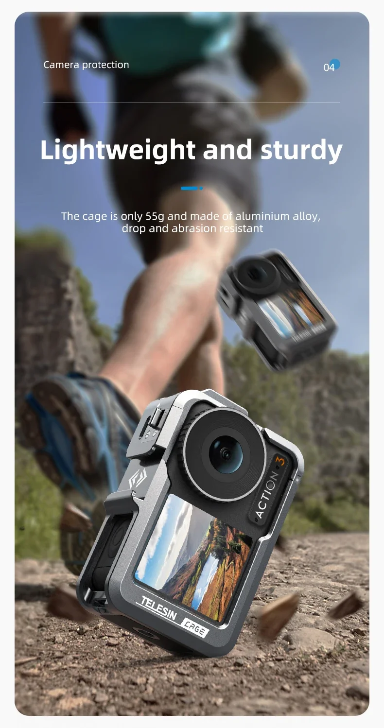Aluminum Frame Protective Case for DJI Action 3/4 - Vertical Shooting & Shockpro