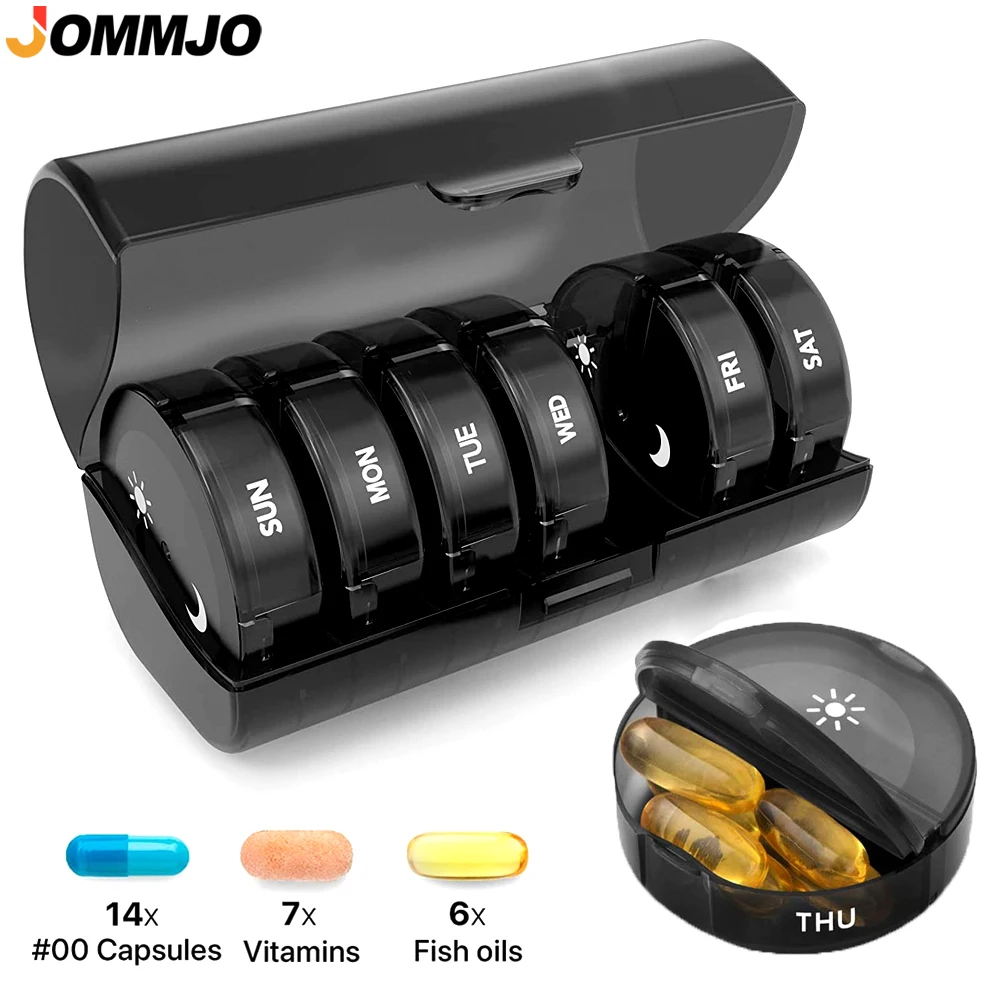 

1Pcs Pill Organizer 2 Times a Day, Weekly AM PM Pill Box, Large Capacity 7 Day Pill Cases for Pills/Vitamin/Fish Oil/Supplements