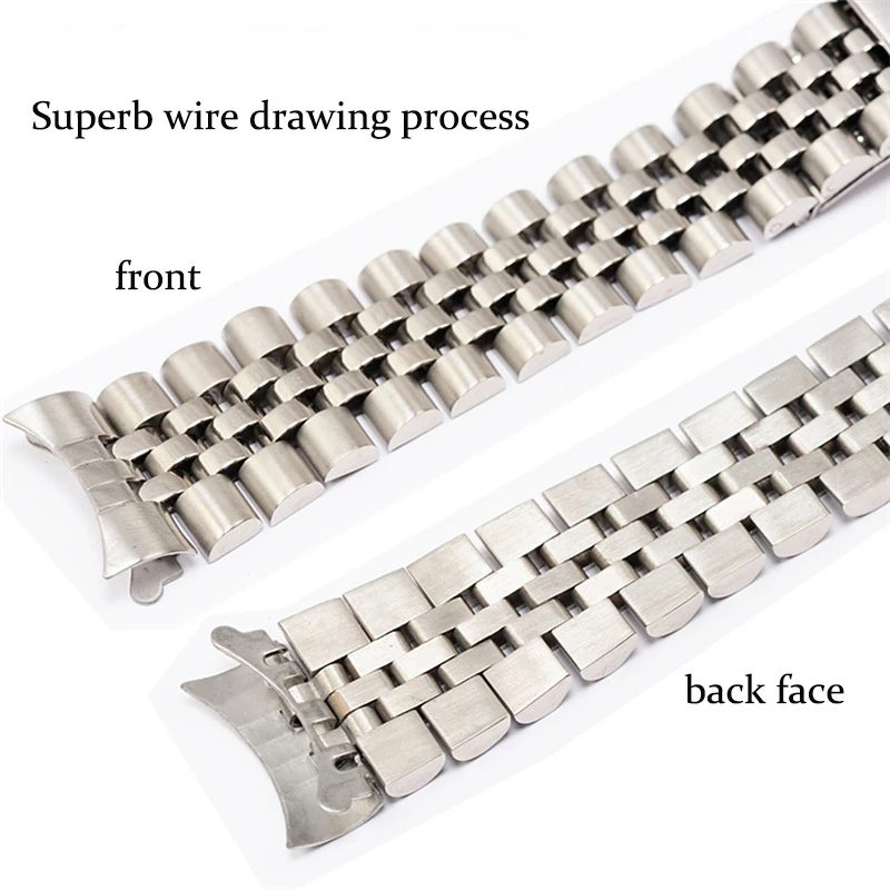 Premium Stainless Steel Curved End Watch Strap with Adjustment Tools