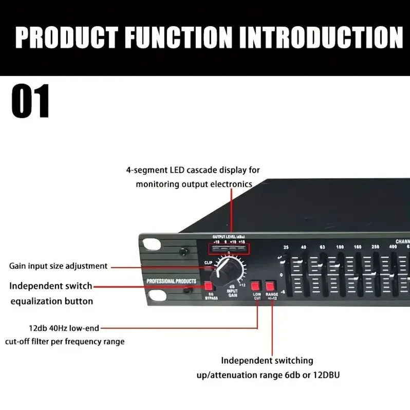 EQ215 Professional Audio Equalizer Boost Your Audio With US Plug Precision Tuning Ideal For Studios Live Performances