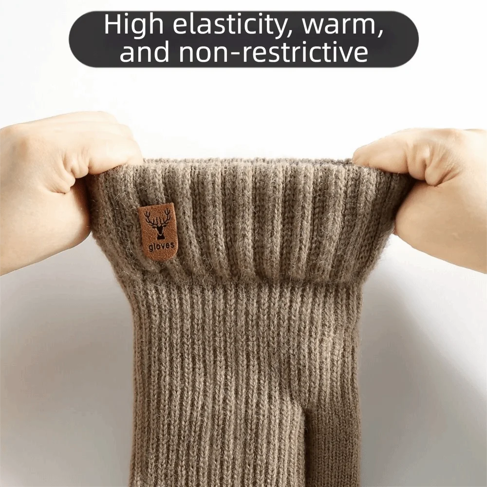 Keep Warm Elasticity Full Finger Gloves Double Layer Warm Thickened Knitted Gloves Soft Fashion Gloves Boys Girls