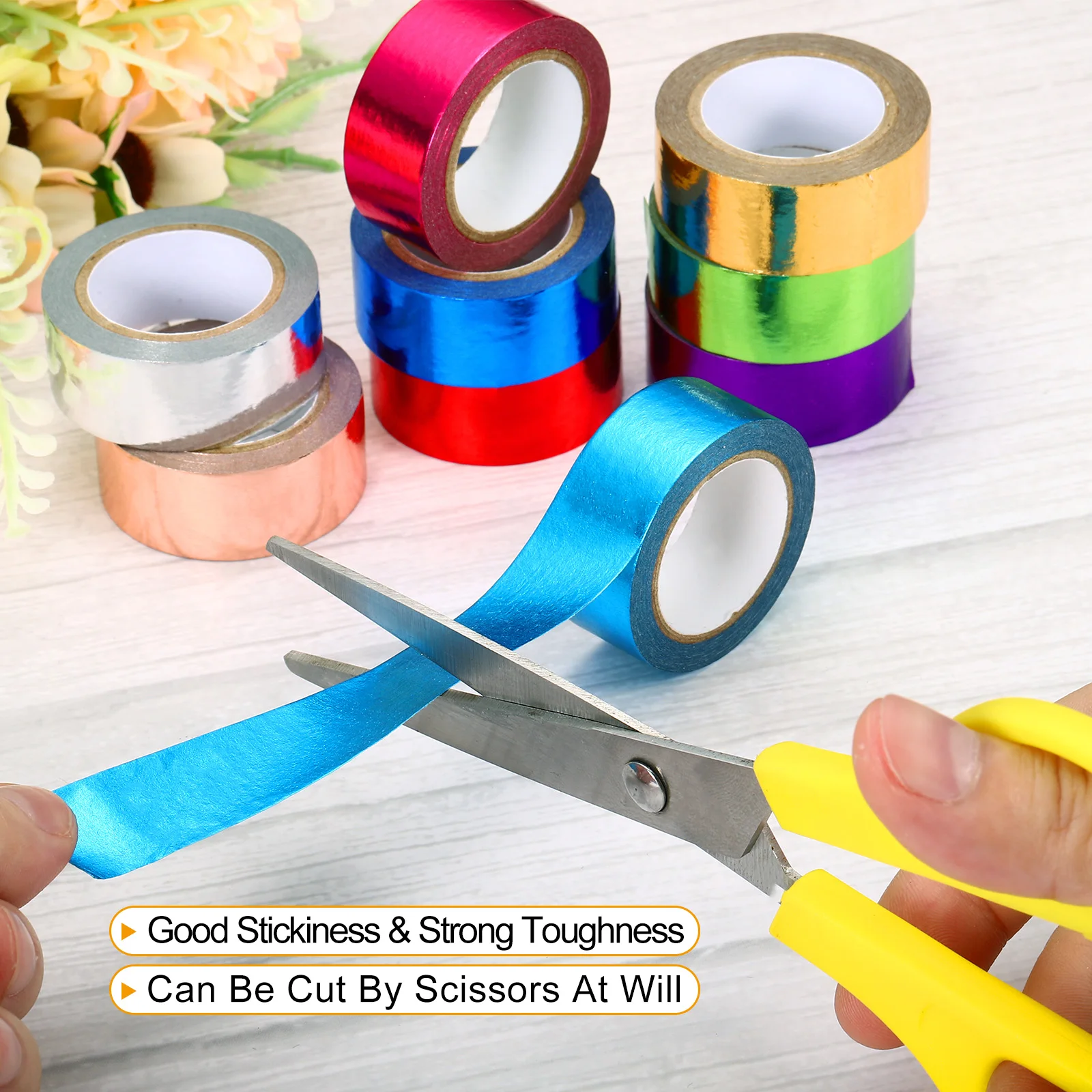 3 Roll 15mmx5m Metallic Washi Tape Mirror Masking Foil Sticker Self Adhesive Sticker Label Stationery for DIY Art Craft Wrapping 5
