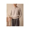 Autumn Winter Warm Collared Sweater Men Loose Casual Gentleman Solid Color Knitted Shirt Business Iron Free Long Sleeve Threa...