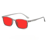 Lunettes à monture carrée minimalistes élégantes, protection oculaire ultra légère unisexe avec lunettes anti-lumière bleue, lentilles orange-rouge 3