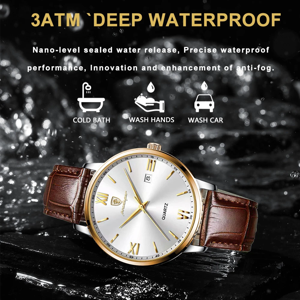 POEDAGAR Fashion Luxury Man Watch Luminous Waterproof Date Men's Quartz Wristwatch Business Leather Watches For Men Reloj Hombre 3