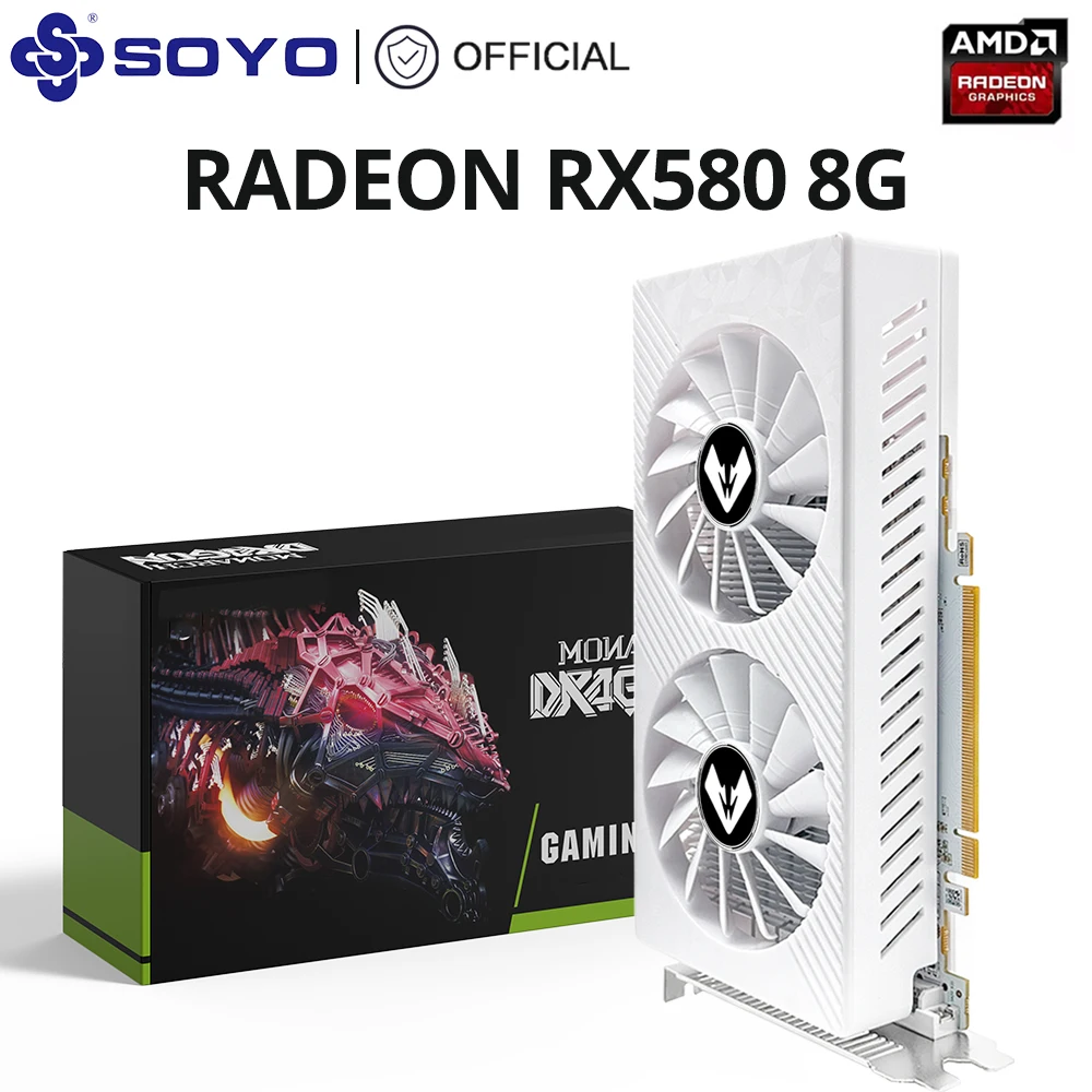 SOYO デュアルファン ホワイトクーラー Radeon RX 580 8GB Amazon.com: SOYO AMD Radeon RX580 8GB Graphics Card, GDDR5