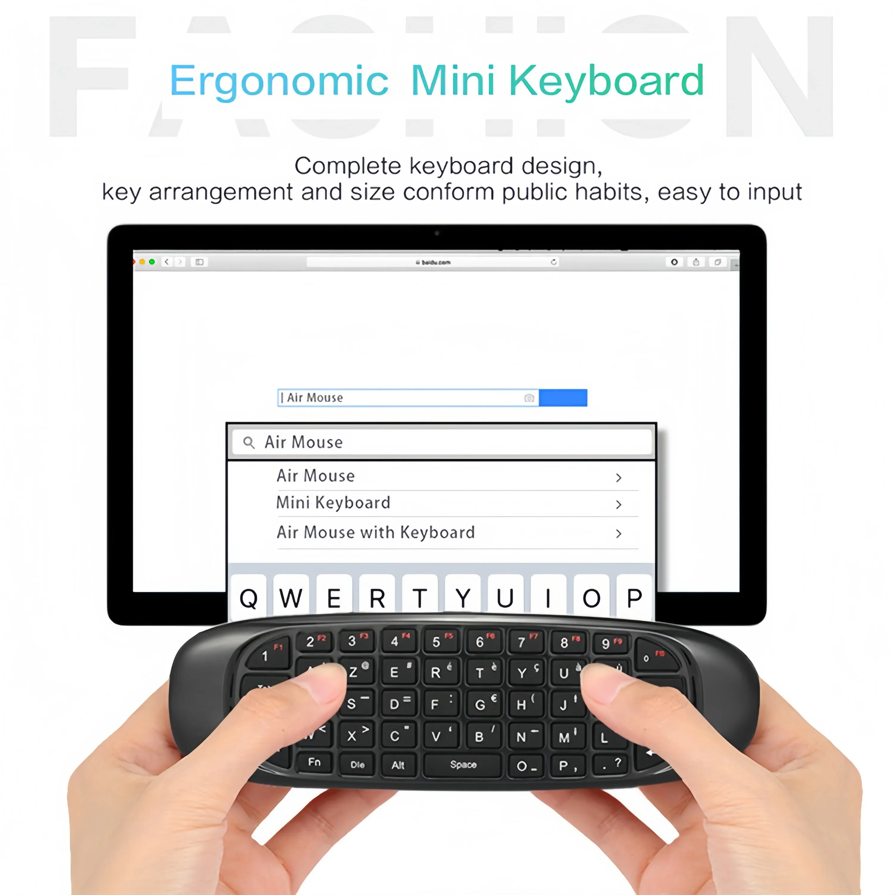 Wireless Air Fly Mouse Remote Control with RGB Backlit Mini Keyboard and Google Assistant Integration