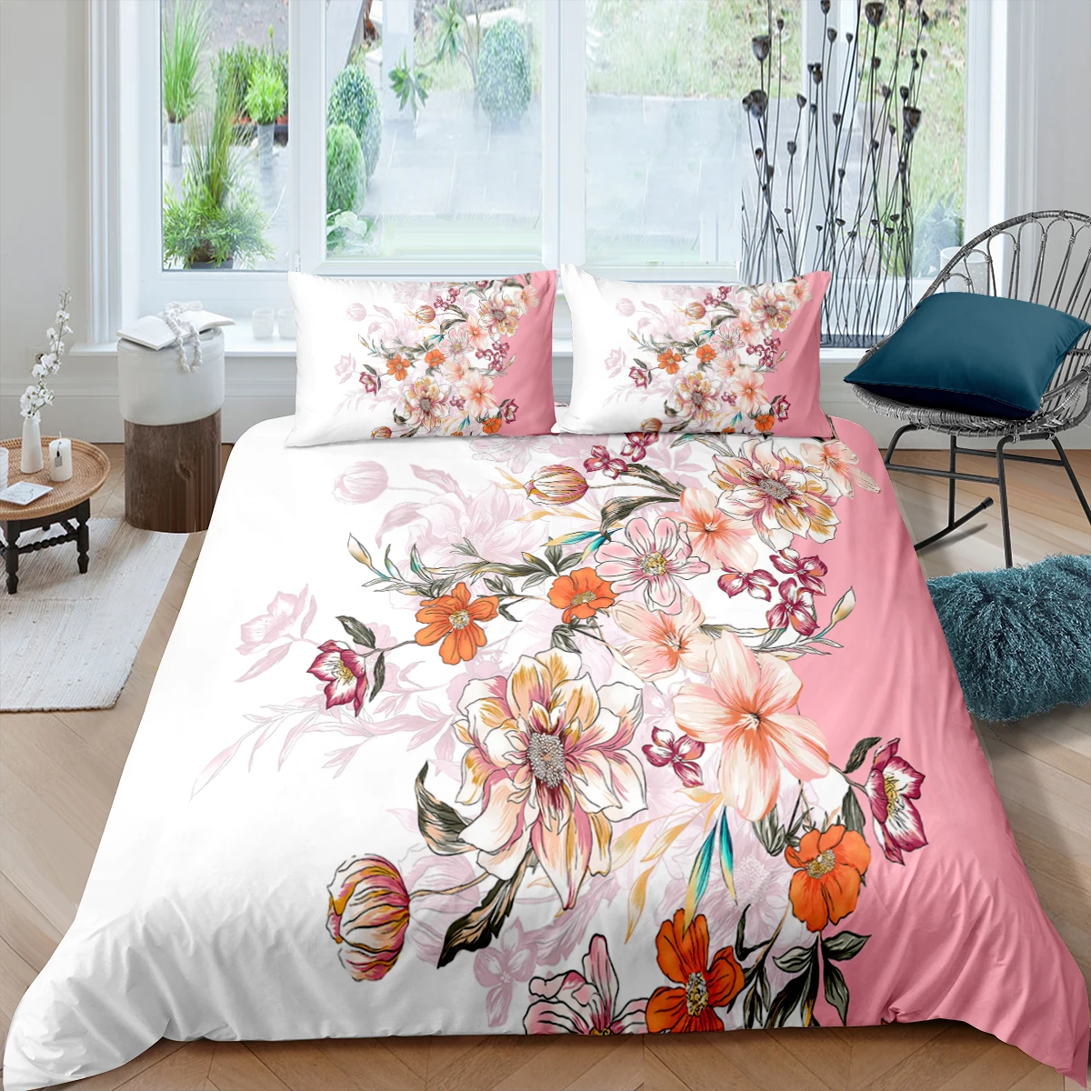 

Home Living Luxury 3D White Rose Print Bedding Set Flower Duvet Cover Pillowcase Queen and King EU/US/AU Size Polyester Bedding
