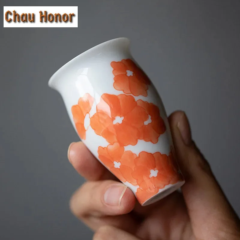 2pc/Set 40ml Pure Hand-painted Ceramic Smelling Cup Household Small Tea Cup Japanese Drinking Kung Fu Tea Set Single Master Cup
