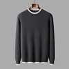 New Autumn/Winter Wave 100% Merino wool cashmere sweater men's O-neck pullover warm bottom knit shirt top 4