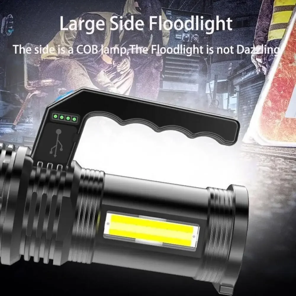 Waterproof LED Flashlight for Camping and Hiking with USB Rechargeable Battery