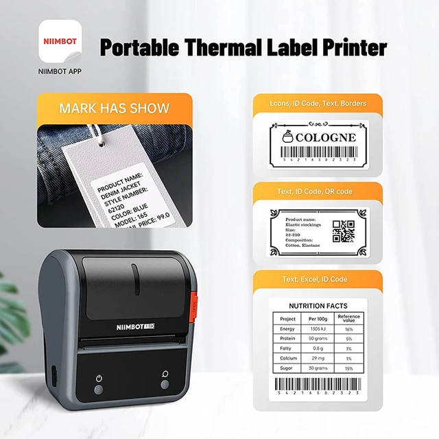 NIIMBOT-Imprimante d'étiquettes de codes-barres B3S, imprimante de poche,  fabricant d'autocollants thermiques sans fil, vêtements et bijoux, attro  commercial, 3 pouces - AliExpress