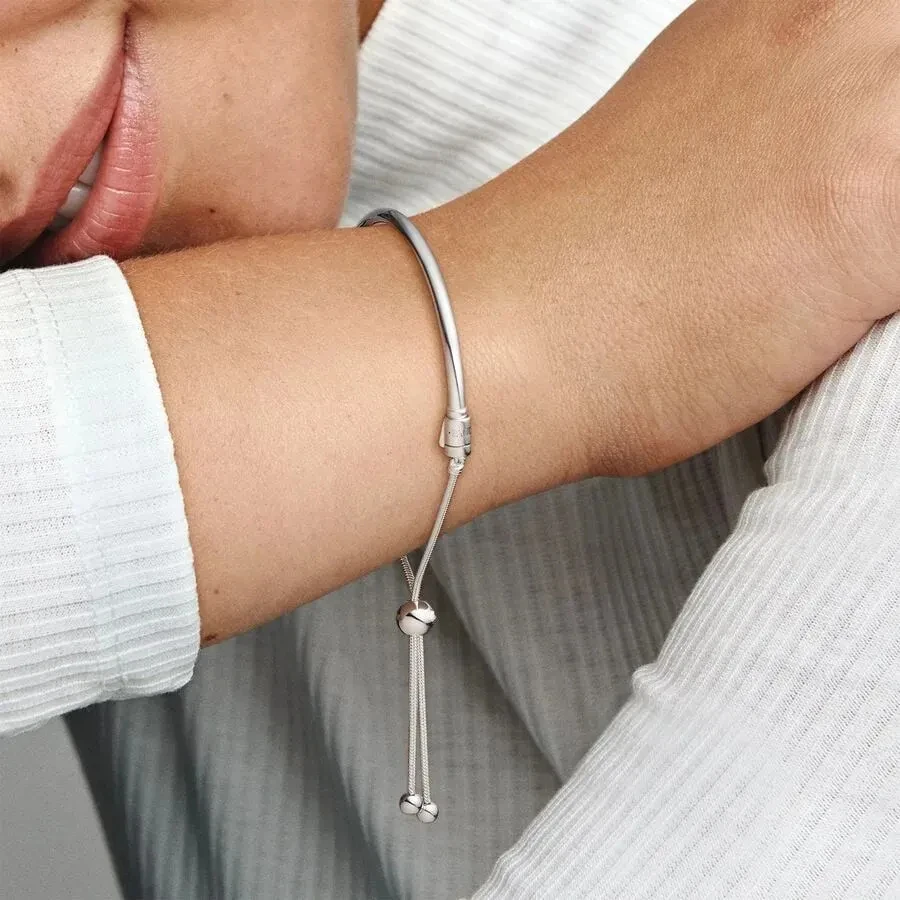 New Popular Women's Bracelet% 925 Silver Original Logo Beaded Design Bracelet Moments Black Leather Bracelet DIY Jewelry Gift
