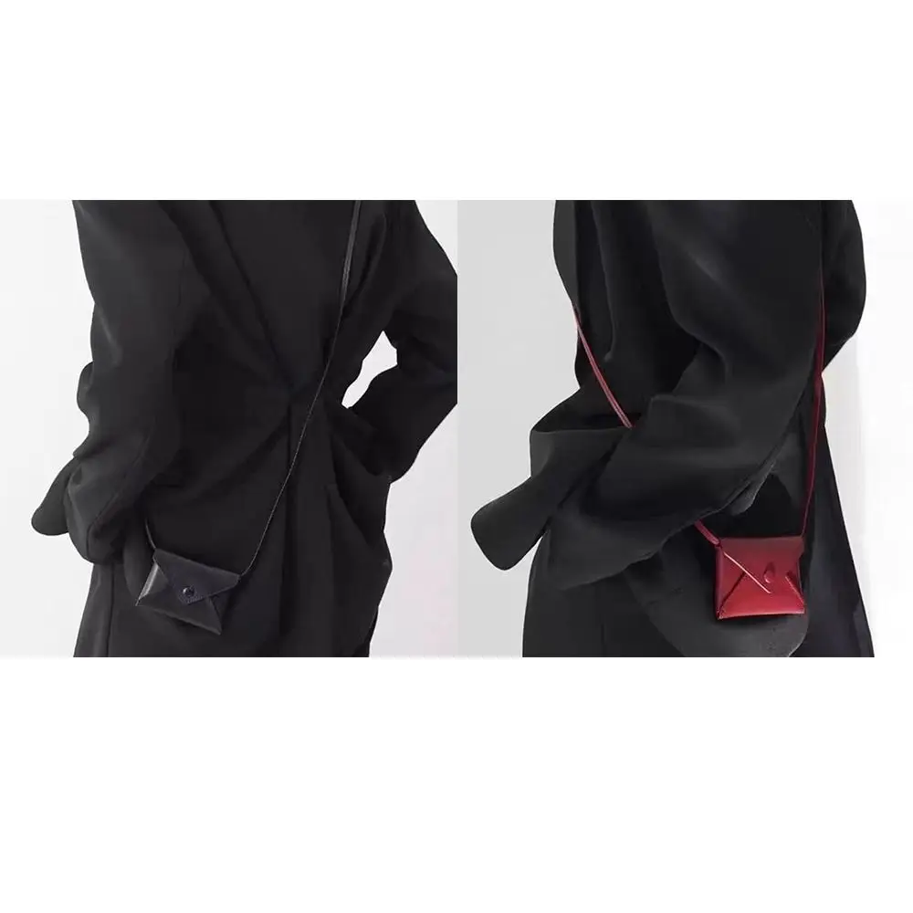 New PU Leather Shoulder Bag Solid Color Multifunctional Waist Bag Durable Mini Bag Necklace